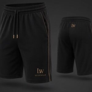 celana pendek gym, sports shorts pria, celana olahraga hitam emas, celana pendek lari, luxxwear shorts